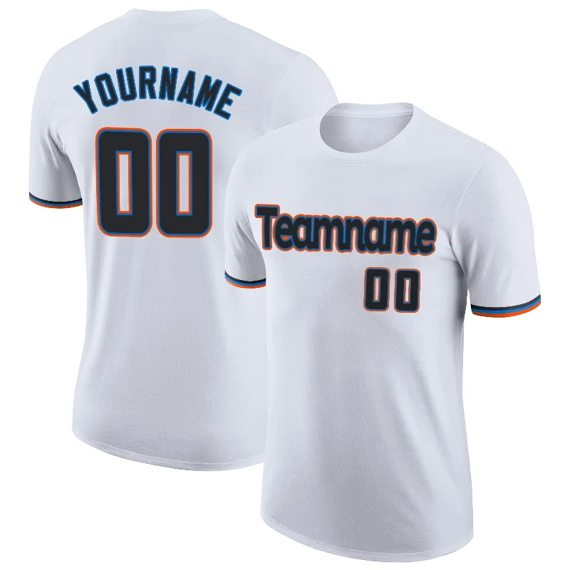 Versatile And Stylish Unisex Apparel Seasonal Style Discounts Custom White Black-Powder Blue Performance T-Shirt