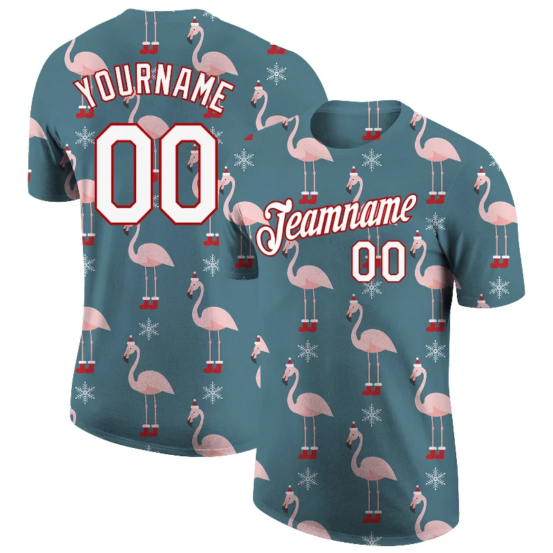 Trendy Unisex Clearance Sale, All Cheap Custom Aqua White-Red Christmas 3D Performance T-Shirt Trendy Unisex Clearance Sale, All Cheap Custom Aqua White-Red Christmas 3D Performance T-Shirt