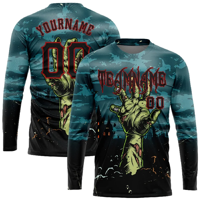 Urban-Inspired Unisex Fashion Trends Urban Fashion Custom 3D Pattern Halloween Horror Night Trick Treat Long Sleeve Performance T-Shirt Urban-Inspired Unisex Fashion Trends Urban Fashion Custom 3D Pattern Halloween Horror Night Trick Treat Long Sleeve Performance T-Shirt