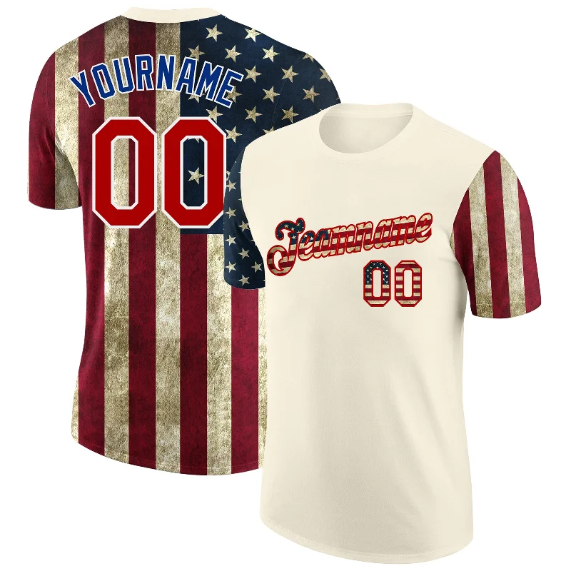 Relaxed-Fit Unisex Fashion For All-Day Comfort Imeless Style Custom Cream Vintage USA Flag-Red 3D American Flag Fashion Performance T-Shirt Relaxed-Fit Unisex Fashion For All-Day Comfort Imeless Style Custom Cream Vintage USA Flag-Red 3D American Flag Fashion Performance T-Shirt