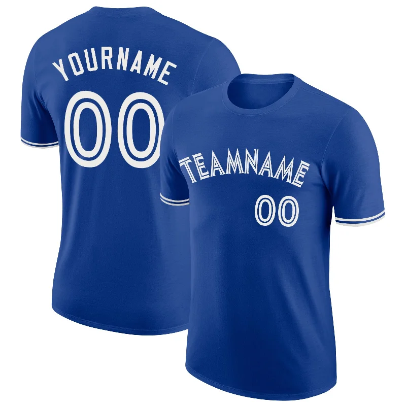 Fashion-Forward Gender-Neutral Outerwear Fashion Sale Custom Royal White Performance T-Shirt Fashion-Forward Gender-Neutral Outerwear Fashion Sale Custom Royal White Performance T-Shirt