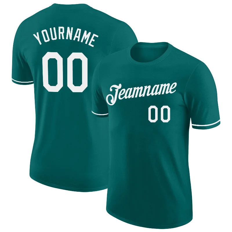 Breathable And Lightweight Unisex Wear Seasonal Fashion Custom Teal White Performance T-Shirt Breathable And Lightweight Unisex Wear Seasonal Fashion Custom Teal White Performance T-Shirt