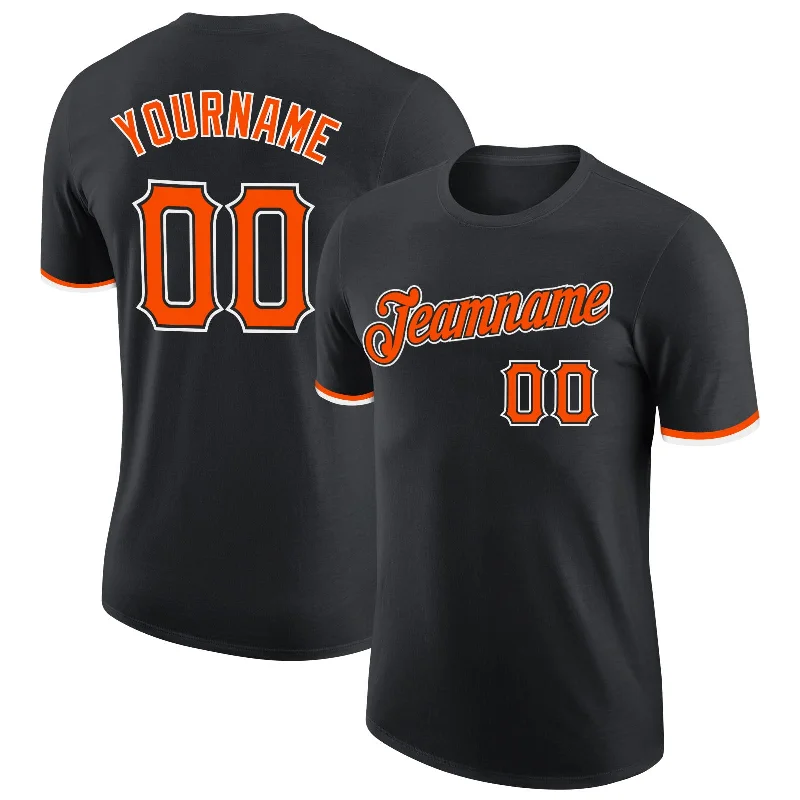 Relaxed-Fit Unisex Fashion For All-Day Comfort Hot Brand Discounts Custom Black Orange-White Performance T-Shirt