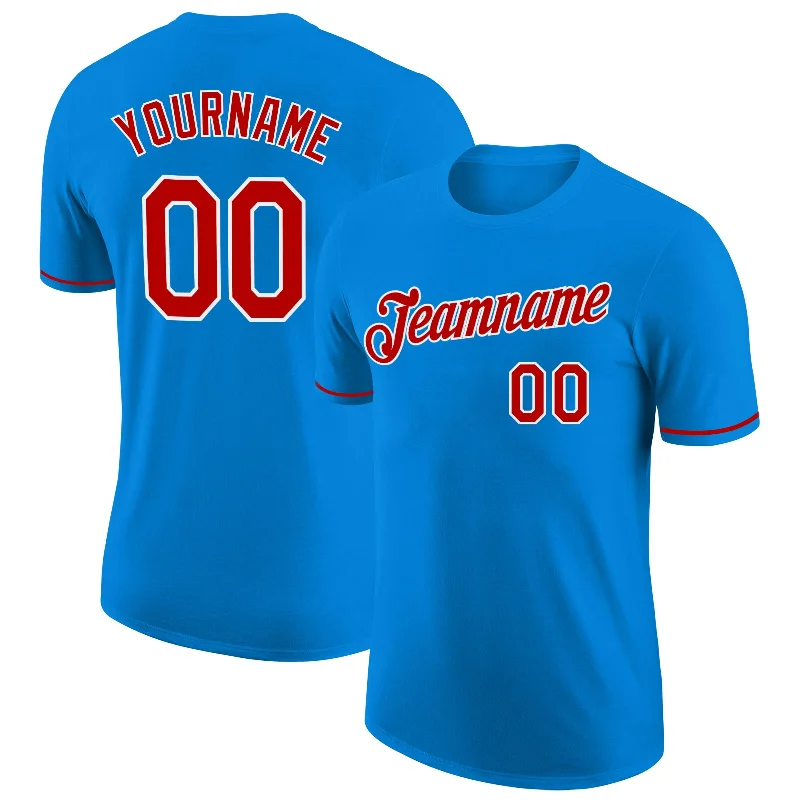 Breathable And Lightweight Unisex Wear Limited Time Offers Custom Blue Red-White Performance T-Shirt