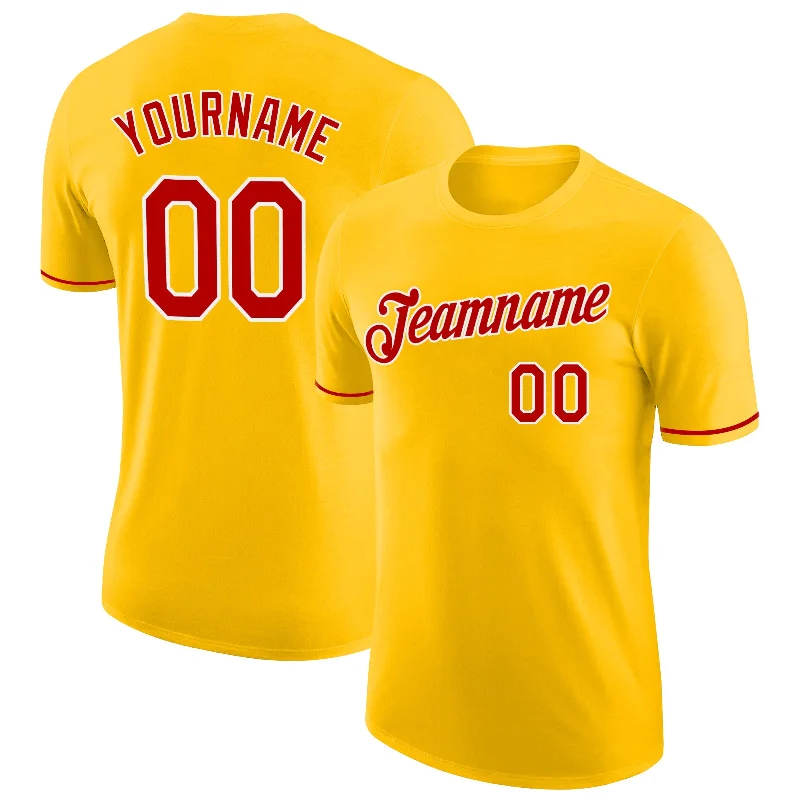 Comfortable Unisex Streetwear Sophisticated Fashion Custom Gold Red-White Performance T-Shirt Comfortable Unisex Streetwear Sophisticated Fashion Custom Gold Red-White Performance T-Shirt