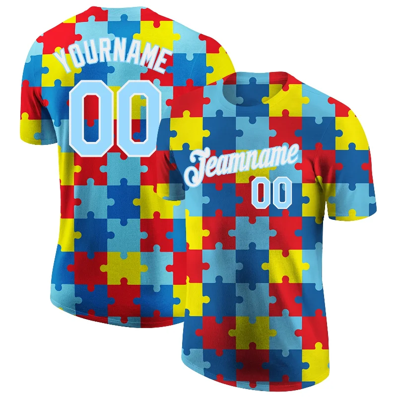 Elegant And Minimal Gender-Free Clothing Shop The Hottest Deals Custom Autism Awareness Puzzle Pieces Light Blue-White 3D Performance T-Shirt Elegant And Minimal Gender-Free Clothing Shop The Hottest Deals Custom Autism Awareness Puzzle Pieces Light Blue-White 3D Performance T-Shirt