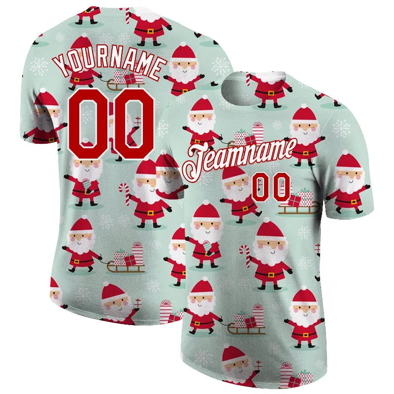 Versatile And Stylish Unisex Apparel Big Savings Custom Green Red-White Christmas 3D Performance T-Shirt Versatile And Stylish Unisex Apparel Big Savings Custom Green Red-White Christmas 3D Performance T-Shirt