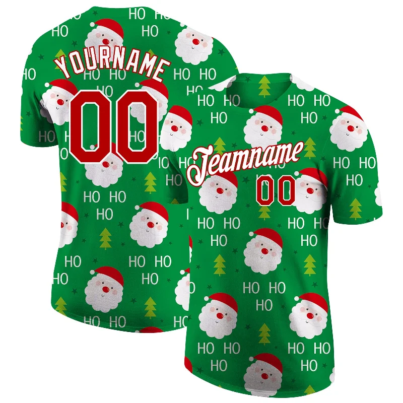 Chic And Casual Unisex Fashion Trends Gift Ideas Custom Green Red-White Christmas 3D Performance T-Shirt Chic And Casual Unisex Fashion Trends Gift Ideas Custom Green Red-White Christmas 3D Performance T-Shirt