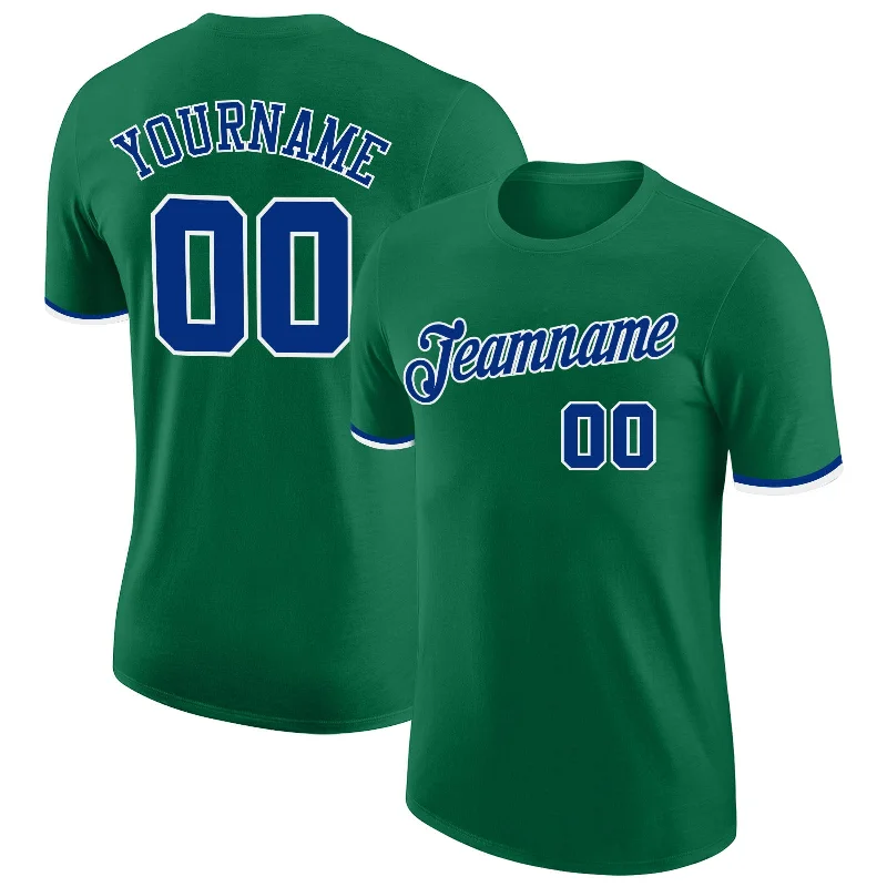 Sleek And Contemporary Gender-Free Outfits Break Fashion Norms Custom Kelly Green Royal-White Performance T-Shirt Sleek And Contemporary Gender-Free Outfits Break Fashion Norms Custom Kelly Green Royal-White Performance T-Shirt