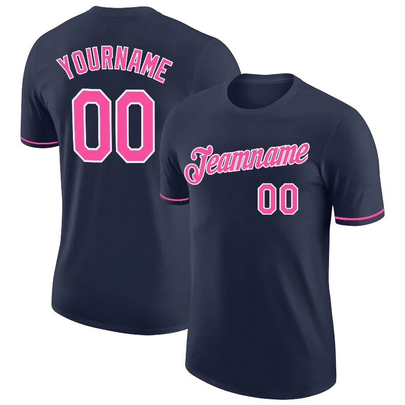 Comfortable Gender-Free Fashion Choices Latest Trends Custom Navy Pink-White Performance T-Shirt Comfortable Gender-Free Fashion Choices Latest Trends Custom Navy Pink-White Performance T-Shirt