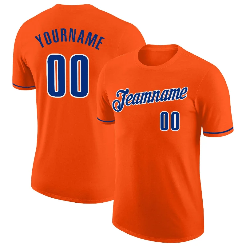 Unisex Casual Wear For All Seasons Limited Edition Custom Orange Royal-White Performance T-Shirt Unisex Casual Wear For All Seasons Limited Edition Custom Orange Royal-White Performance T-Shirt