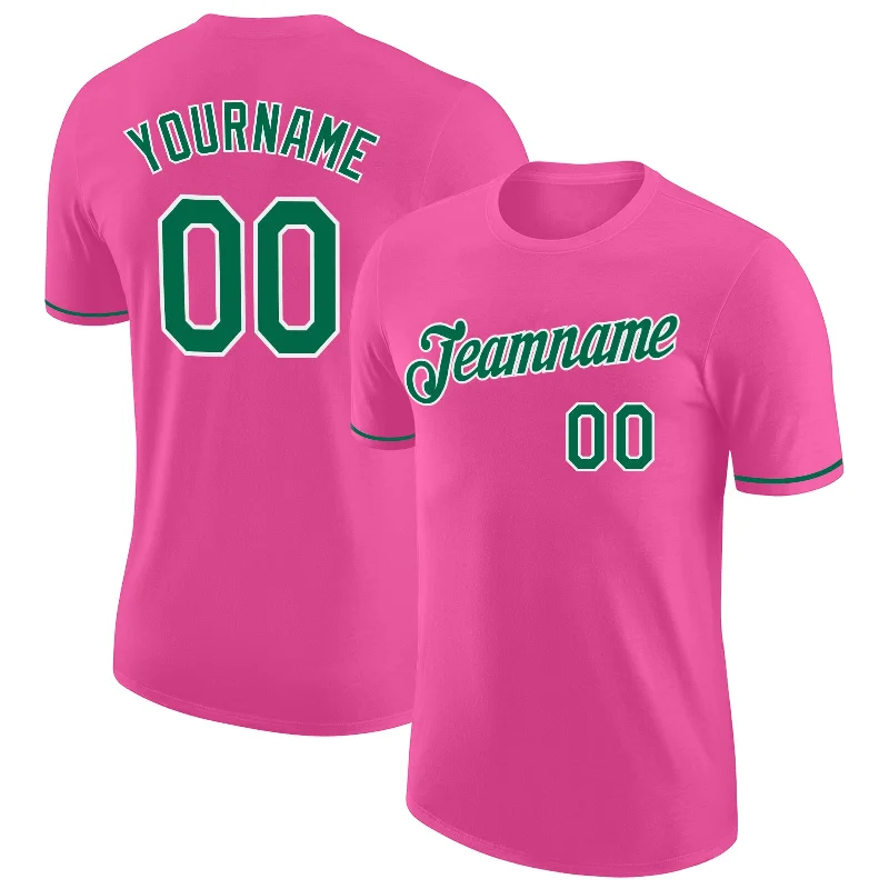 Gender-Neutral Clothing Styles Chic & Modern Sales Custom Pink Kelly Green-White Performance T-Shirt Gender-Neutral Clothing Styles Chic & Modern Sales Custom Pink Kelly Green-White Performance T-Shirt