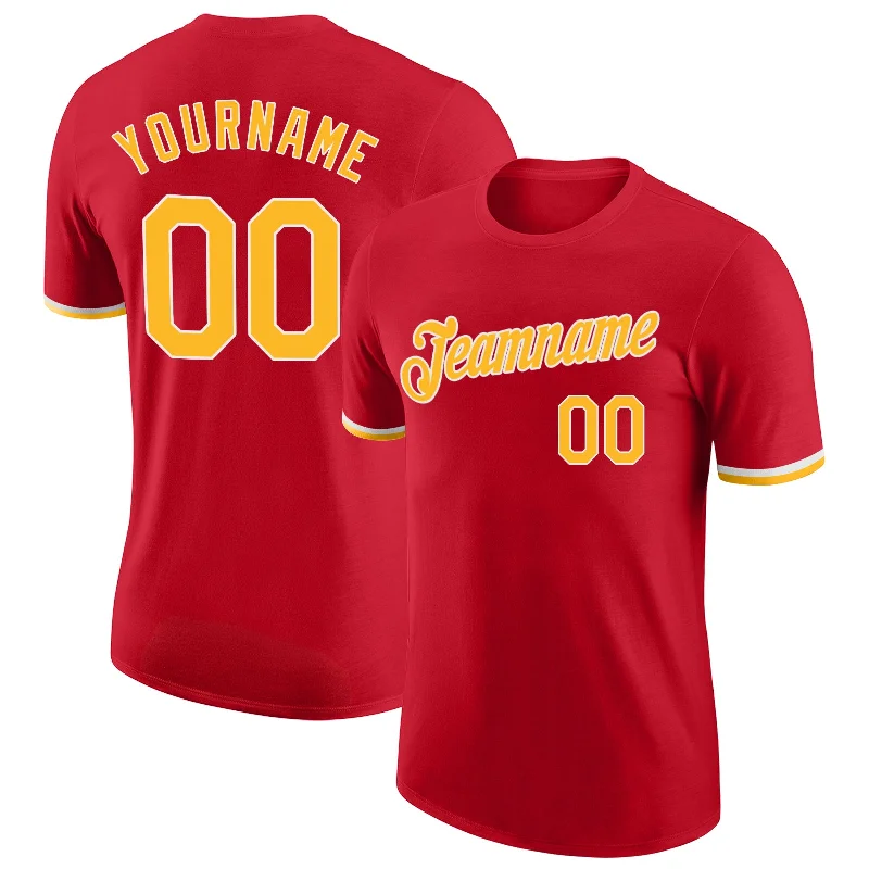High-Quality Unisex Basics For Everyday Wear Shop Sale Items Custom Red Gold-White Performance T-Shirt