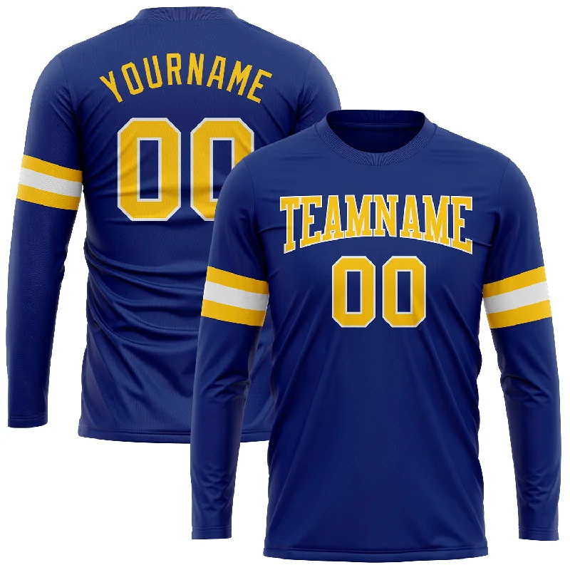 Minimalist Unisex Fashion Essentials Contemporary Chic Promotions Custom Royal Gold-White Long Sleeve Performance T-Shirt Minimalist Unisex Fashion Essentials Contemporary Chic Promotions Custom Royal Gold-White Long Sleeve Performance T-Shirt