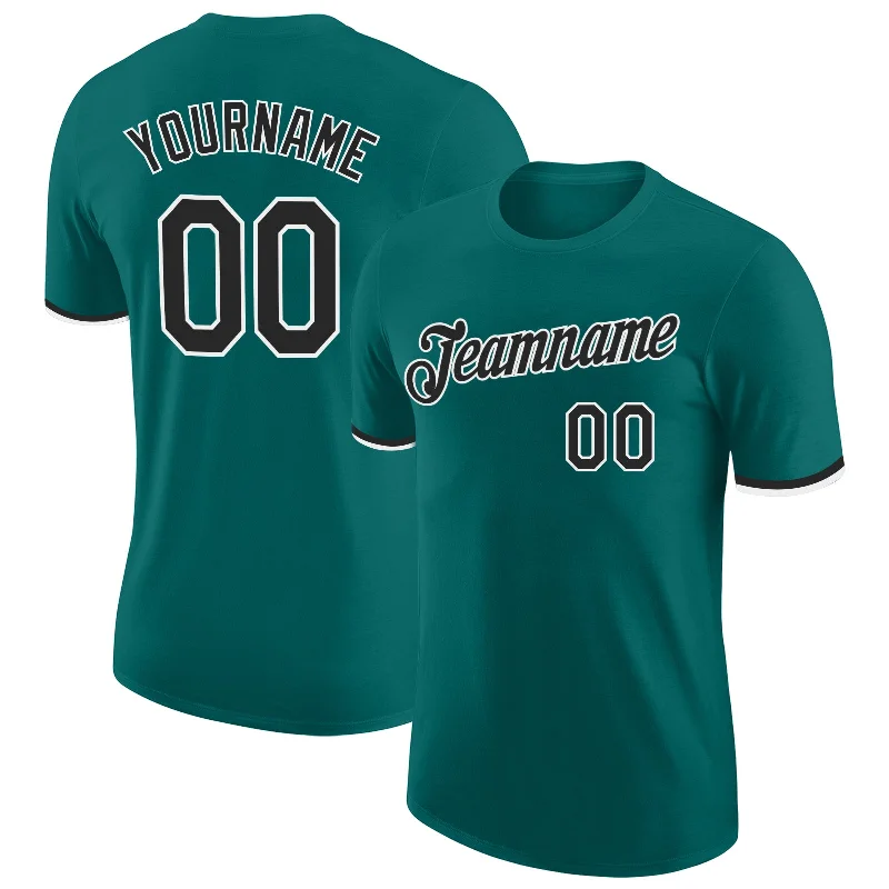 Sleek And Stylish Unisex Outerwear Sophisticated Style Offers Custom Teal Black-White Performance T-Shirt Sleek And Stylish Unisex Outerwear Sophisticated Style Offers Custom Teal Black-White Performance T-Shirt