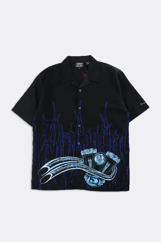 Oversized And Relaxed Unisex Fashion Flirty Fashion Discounts Deadstock Dragonfly Blue Engine Camp Shirt - M, XL, XXL, XXXL Oversized And Relaxed Unisex Fashion Flirty Fashion Discounts Deadstock Dragonfly Blue Engine Camp Shirt - M, XL, XXL, XXXL