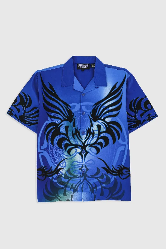 Casual Yet Sophisticated Unisex Fashion Hot Sale Deadstock Dragonfly Blue Tribal Camp Shirt - M, L, XXL Casual Yet Sophisticated Unisex Fashion Hot Sale Deadstock Dragonfly Blue Tribal Camp Shirt - M, L, XXL