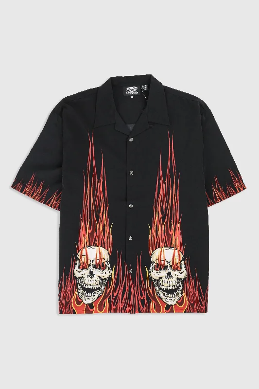 Comfortable Unisex Streetwear Budget Saver Deadstock Dragonfly Burning Skulls Camp Shirt - XXXL Comfortable Unisex Streetwear Budget Saver Deadstock Dragonfly Burning Skulls Camp Shirt - XXXL