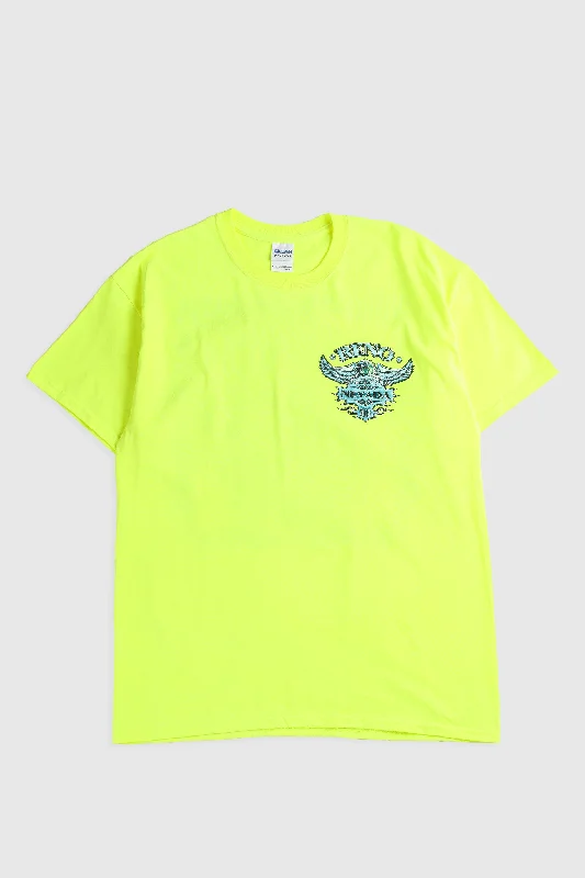 Sustainable And Ethical Unisex Clothing Season Offer Deadstock Reno Bike Rally Tee - Neon Yellow, Mustard, White Sustainable And Ethical Unisex Clothing Season Offer Deadstock Reno Bike Rally Tee - Neon Yellow, Mustard, White