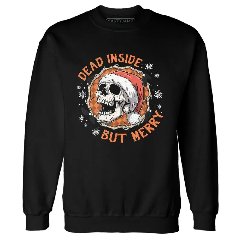 Breathable And Lightweight Unisex Wear Seasonal Fashion AM TW White Orange NastyJamz Sweatshirt Match Dead Inside But Merry