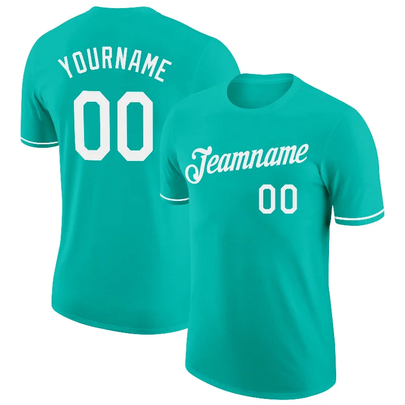 Gender-Neutral Fashion For Everyday Style Vibrant Style Promotions Custom Aqua White Performance T-Shirt