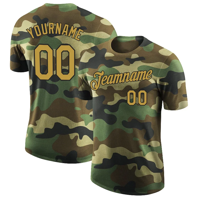 Trendy Unisex Streetwear Fashion Top Brand Discounts Custom Camo Old Gold-Black Performance Salute To Service T-Shirt