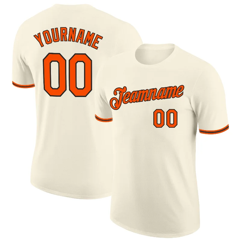 Bold And Trendy Gender-Neutral Outfits Don't Miss Out Custom Cream Orange-Black Performance T-Shirt