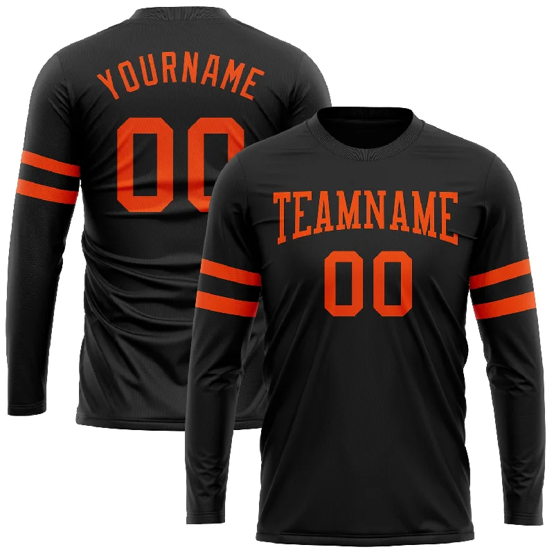 Urban-Inspired Unisex Fashion Pieces Shop The Hottest Deals Custom Black Orange Long Sleeve Performance T-Shirt