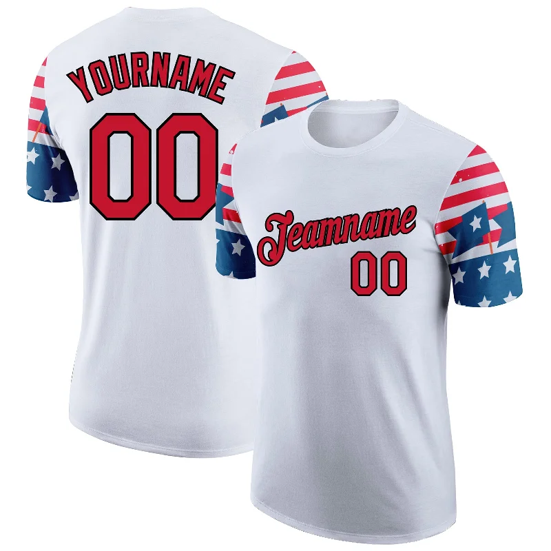 Classic And Timeless Gender-Neutral Fashion Flash Sale Fever Custom White Red-Black 3D American Flag Patriotic Performance T-Shirt