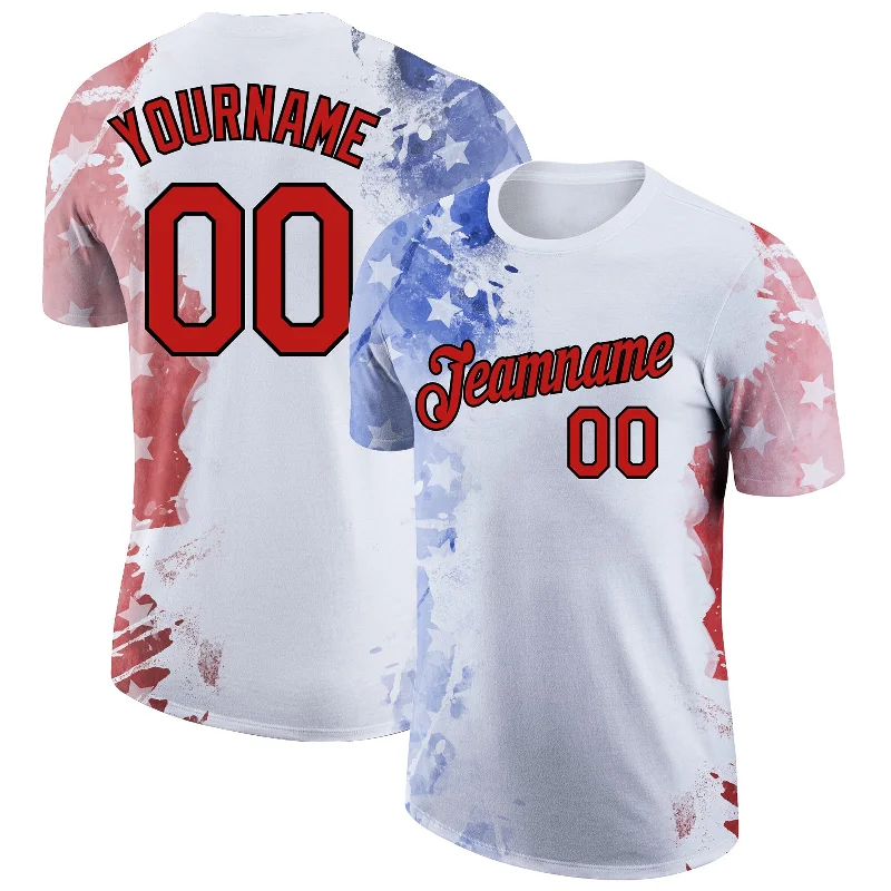 Comfortable Gender-Free Fashion Choices Effortless Style, Endless Impact Custom White Red-Black 3D American Flag Patriotic Performance T-Shirt