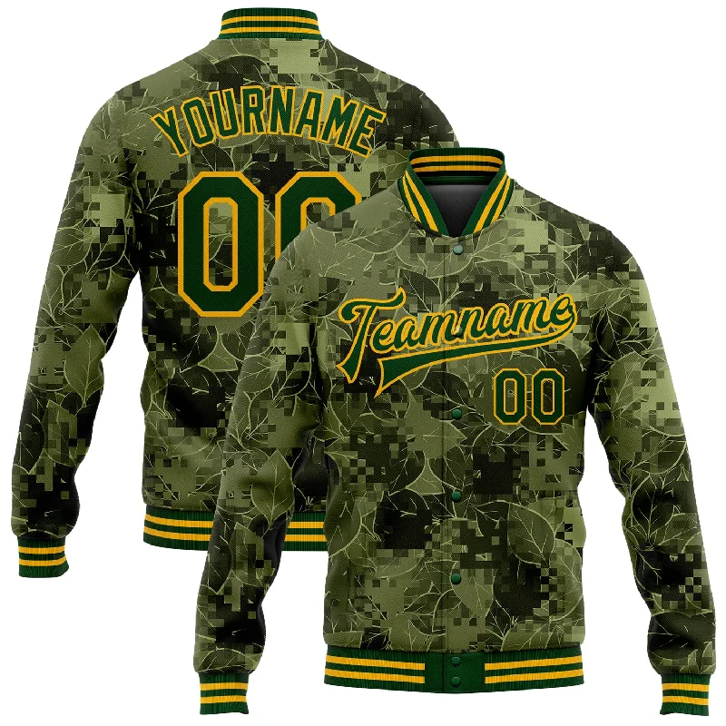 Classic And Timeless Gender-Neutral Fashion Stylish Deals Custom Camo Green-Gold Leaves 3D Pattern Design Bomber Full-Snap Varsity Letterman Salute To Service Jacket Classic And Timeless Gender-Neutral Fashion Stylish Deals Custom Camo Green-Gold Leaves 3D Pattern Design Bomber Full-Snap Varsity Letterman Salute To Service Jacket