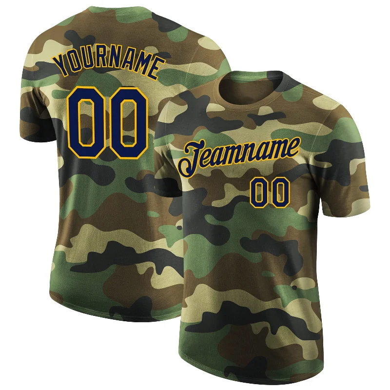 Oversized Unisex Fashion Pieces Style Breakthroughs Custom Camo Navy-Gold Performance Salute To Service T-Shirt