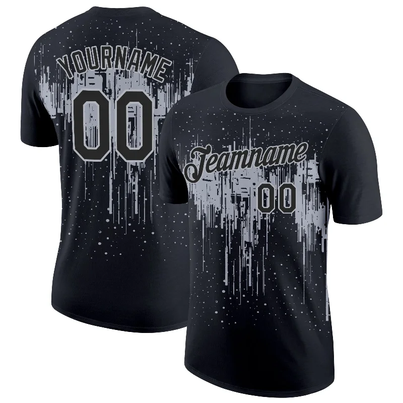 Lightweight And Breathable Unisex Wear Browse Our Top Products Custom Black Gray 3D Pattern Design Dripping Splatter Art Performance T-Shirt