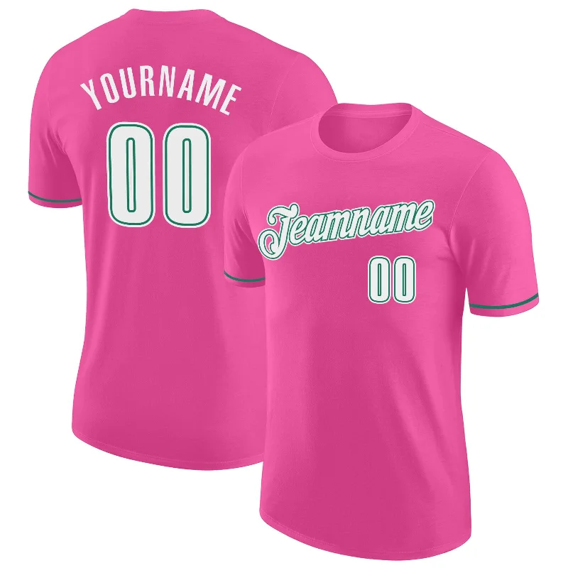 Comfortable And Stylish Unisex Outfits Shop The Hottest Deals Custom Pink White-Kelly Green Performance T-Shirt