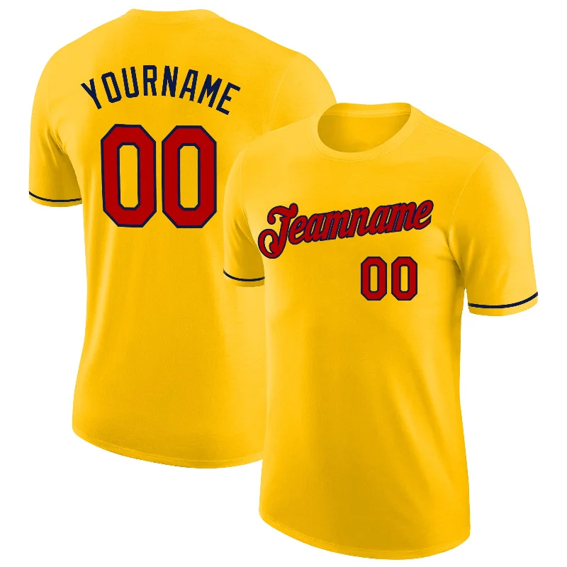 Classic Unisex Fashion Looks Affordable Trendy Fashion Custom Yellow Red-Navy Performance T-Shirt