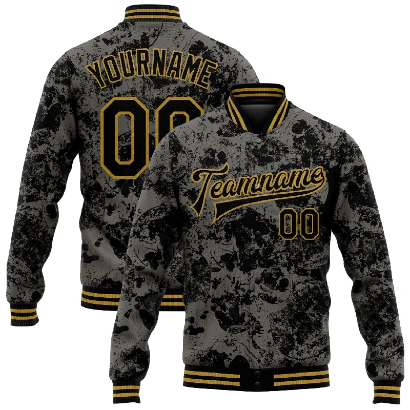 Classic And Timeless Unisex Style Classic Chic Deals Custom Black Old Gold Skull Fashion 3D Bomber Full-Snap Varsity Letterman Jacket Classic And Timeless Unisex Style Classic Chic Deals Custom Black Old Gold Skull Fashion 3D Bomber Full-Snap Varsity Letterman Jacket