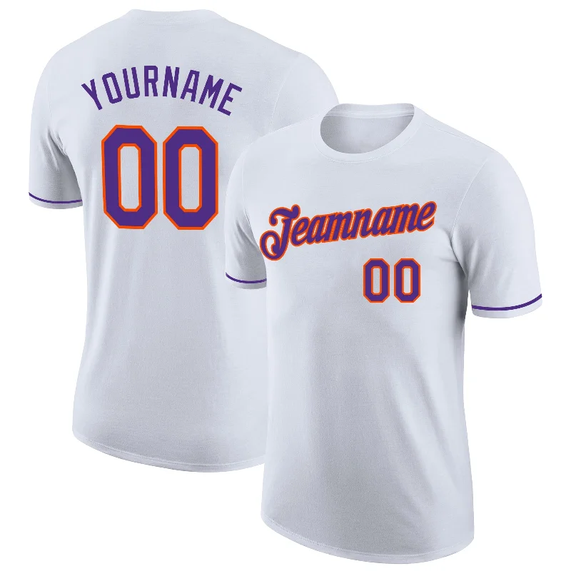 Fashion-Forward Unisex Apparel Sporty Fashion Offers Custom White Purple-Orange Performance T-Shirt