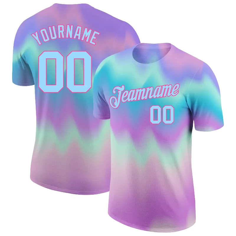 Gender-Neutral Clothing Styles Limited Edition Custom Tie Dye Light Blue-Pink 3D Performance T-Shirt