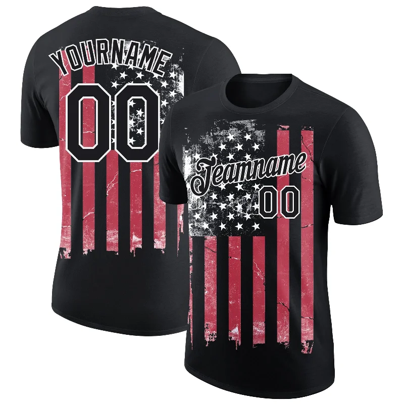 Gender-Neutral Clothing Styles Contemporary Casual Deals Custom Black Red-White 3D American Flag Performance T-Shirt