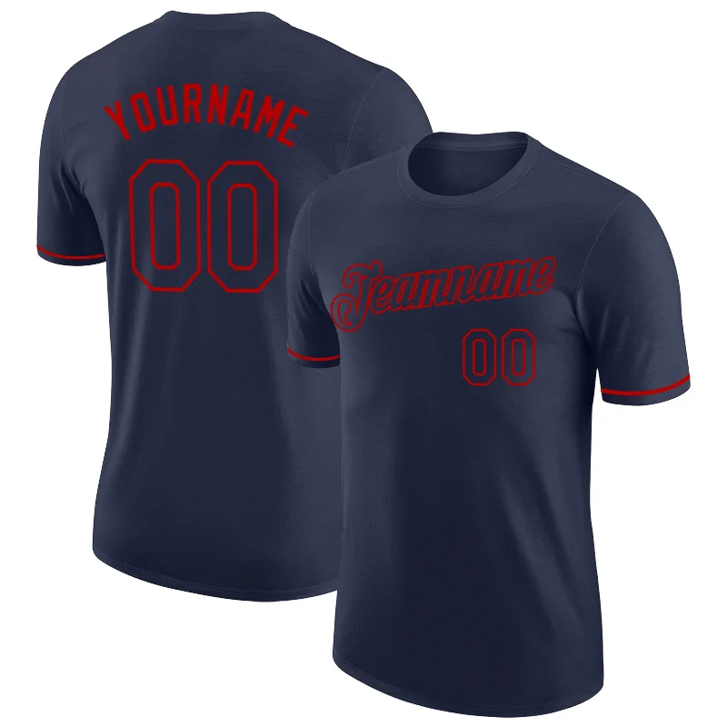 Effortless And Modern Unisex Dressing Elevated Casual Discounts Custom Navy Navy-Red Performance T-Shirt