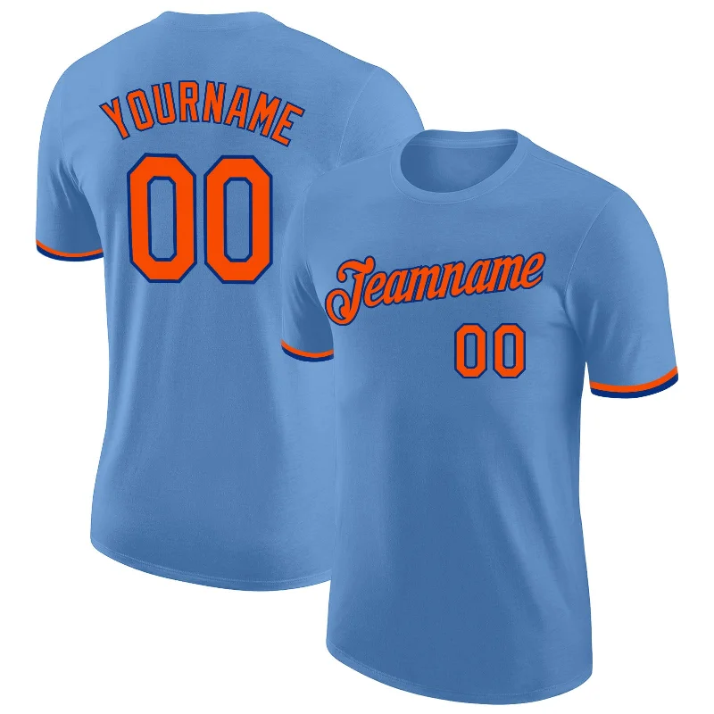 Chic And Casual Unisex Fashion Trends Sale Event, Prices Rock Custom Light Blue Orange-Royal Performance T-Shirt