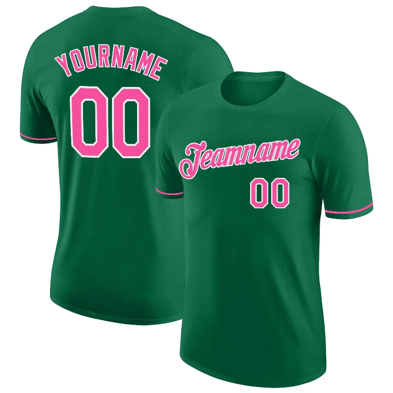 Oversized Unisex Fashion Pieces Save Big Custom Kelly Green Pink-White Performance T-Shirt