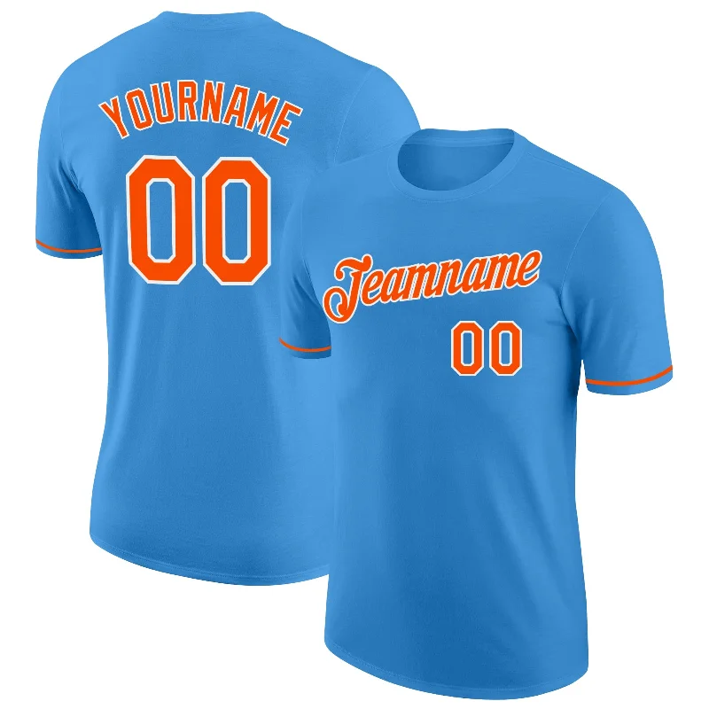 Everyday Wear For Men And Women Statement Fashion Offers Custom Powder Blue Orange-White Performance T-Shirt