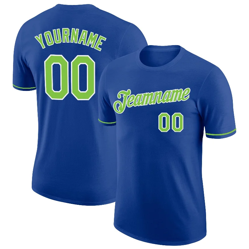 Contemporary Gender-Free Clothing Styles Timeless Elegance Redefined Custom Royal Neon Green-White Performance T-Shirt