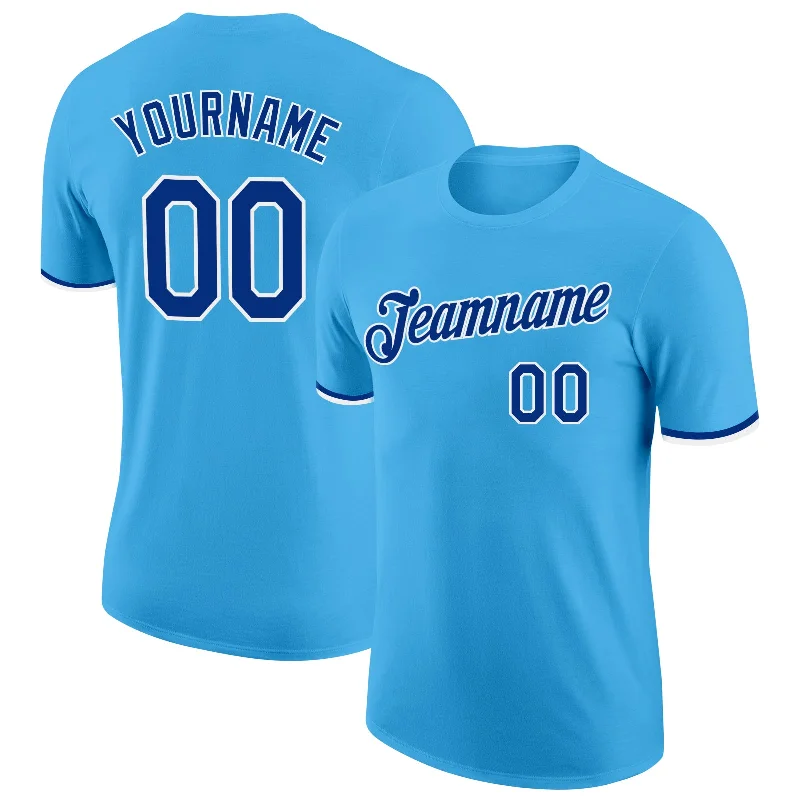 Functional And Stylish Unisex Wear Timeless Style Promotions Custom Sky Blue Royal-White Performance T-Shirt