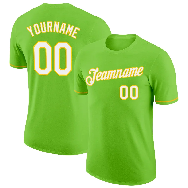 Chic And Casual Unisex Fashion Trends Shop The Hottest Deals Custom Neon Green White-Yellow Performance T-Shirt