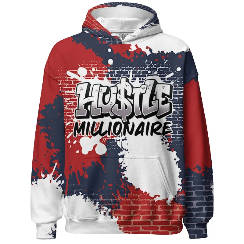 Everyday Wear For Men And Women Limited Time Offer NastyJamz White Navy 6s Hoodie Match Hustle Millionaire All-Over Print